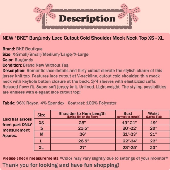 Burgundy Wine Lace Cutout Cold Shoulder Soft Top - Picture 8 of 8